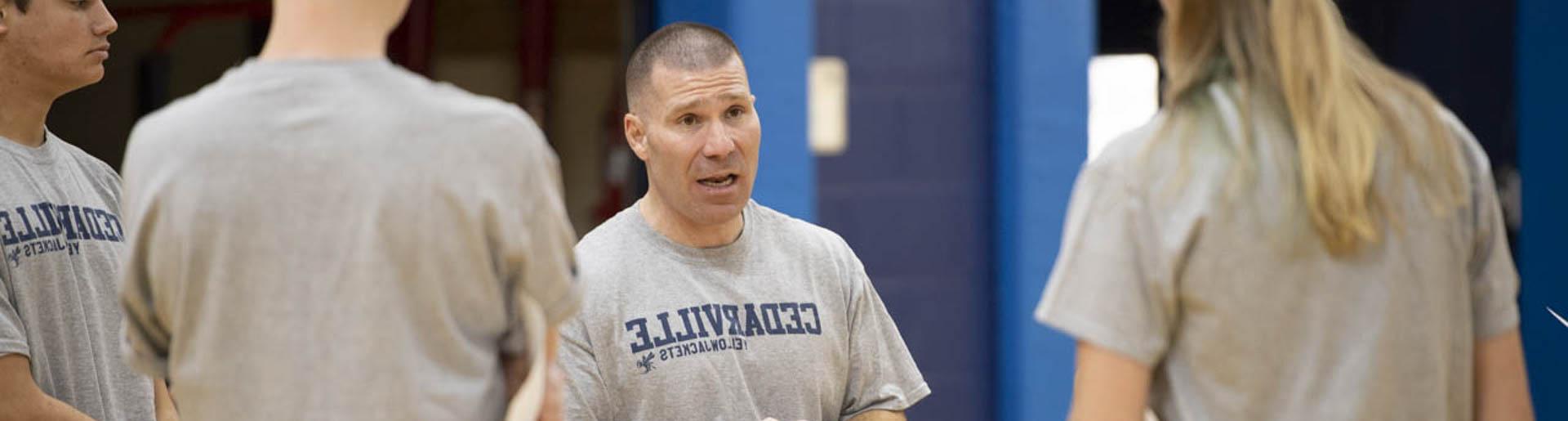 David &quot;Pete&quot; Peterson teaching PE class.