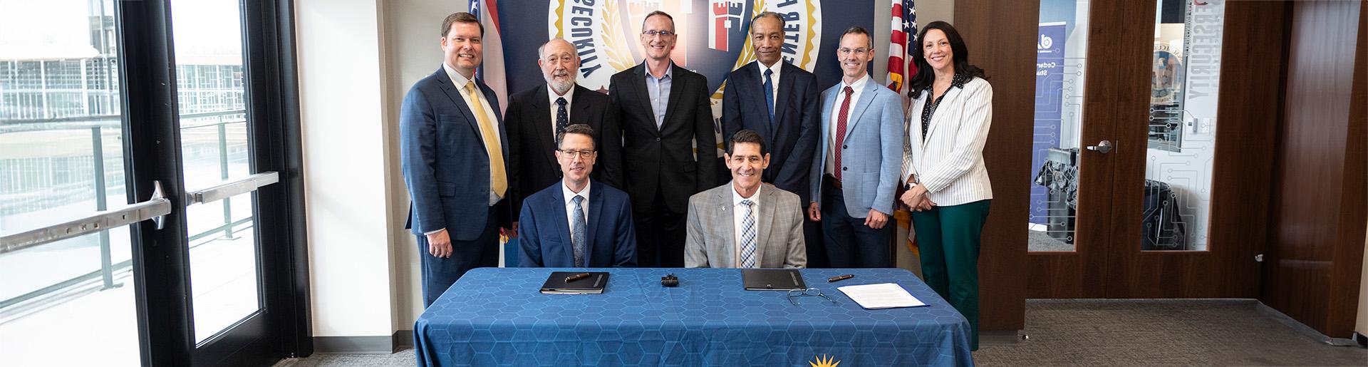 Cedarville University&#39;s Cybers Security Team celebrates signing of EPA with Wright Patterson Air Force Base